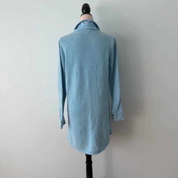 PBJ Blues Ramie Cotton Sweater Cardigan Dress M Light Blue Button Front - Picture 6 of 14